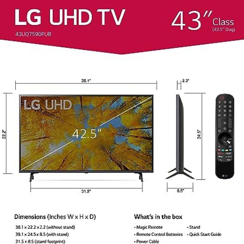 LG UHD UQ75 Series 43" (43UQ7590PUB, 2022)
